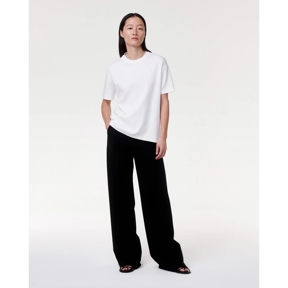 Another Tomorrow White Luxe Seamed Cotton T-shirt Size Small